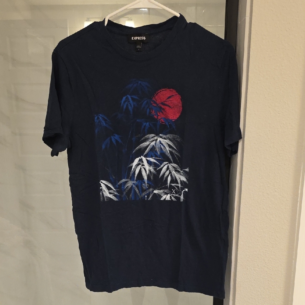 Express Men's Dark Blue Graphic Tee